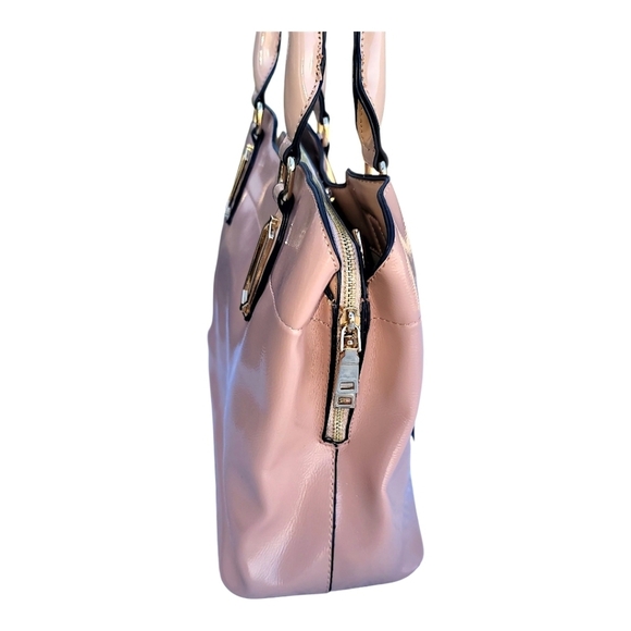 BLUSH VEGAN PATENT LEATHER SATCHEL PURSE NEW - Picture 6 of 7